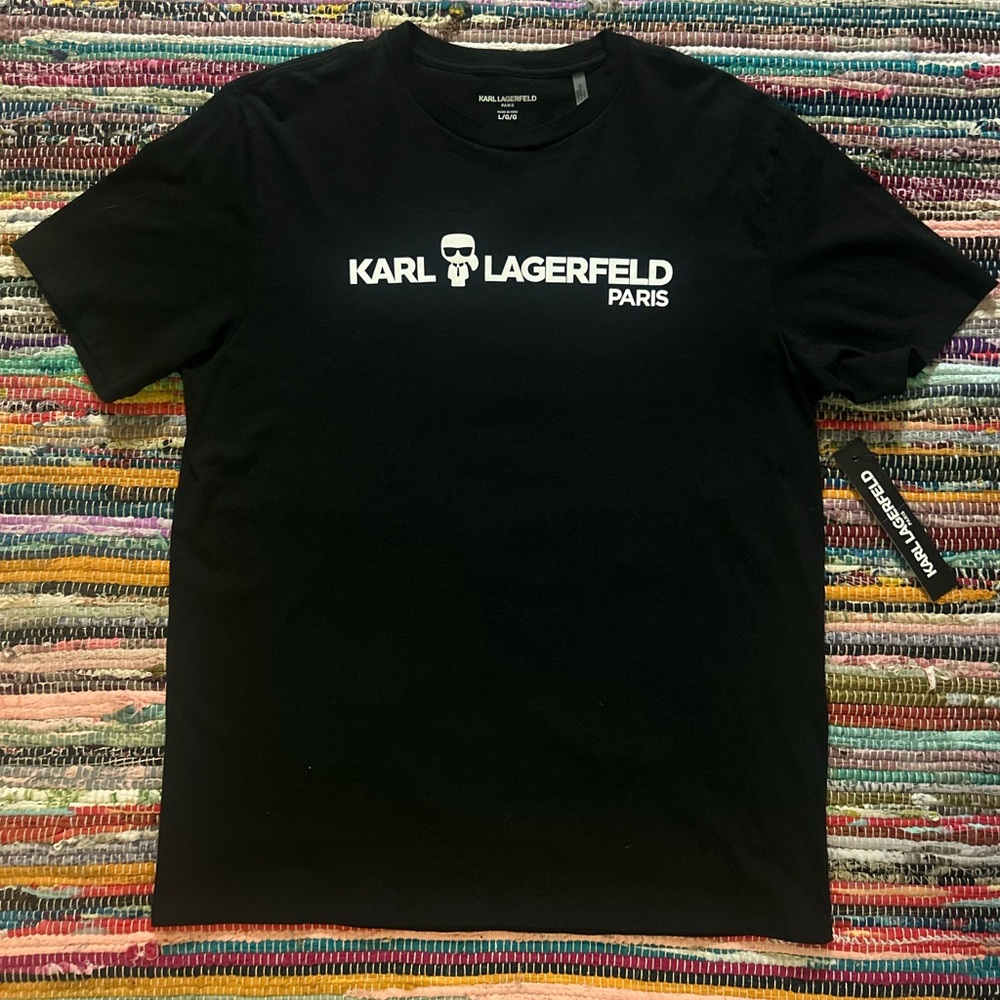 NWT Karl Lagerfeld Black Short-Sleeve Logo Tee